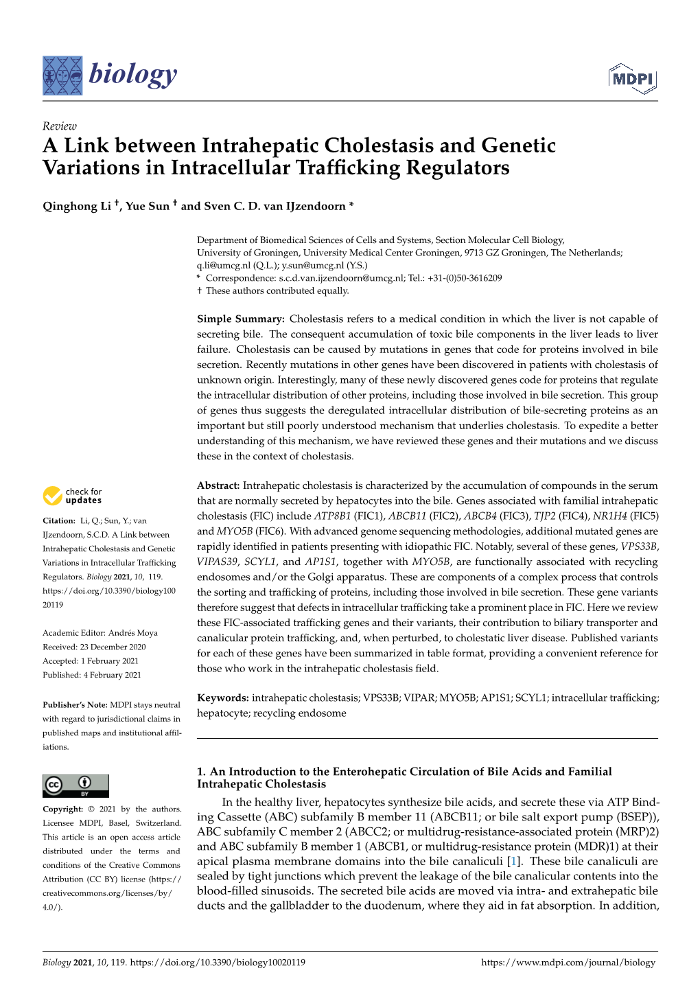 A Link Between Intrahepatic Cholestasis and Genetic Variations in Intracellular Trafﬁcking Regulators