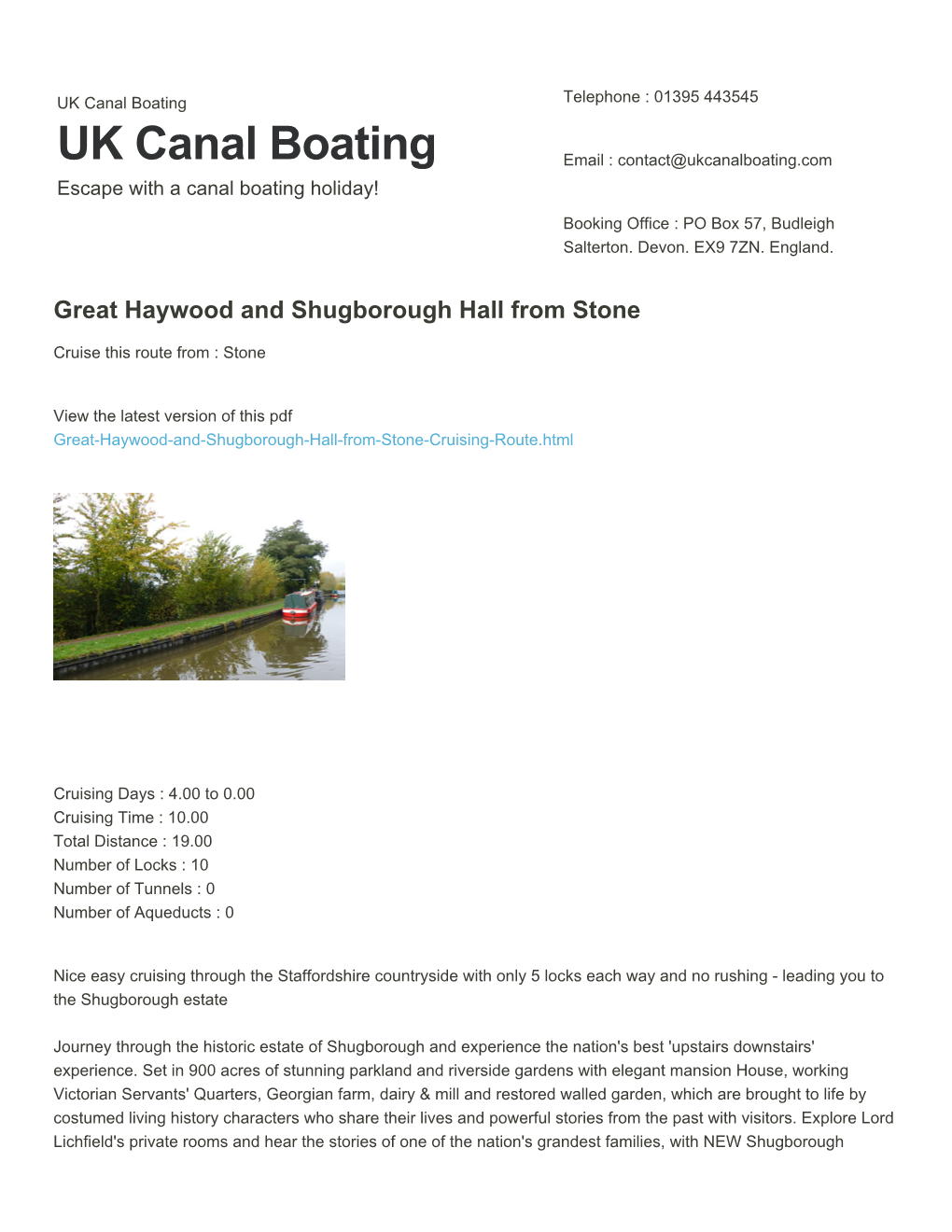 Great Haywood and Shugborough Hall from Stone | UK Canal Boating