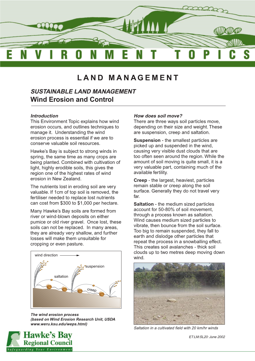 SUSTAINABLE LAND MANAGEMENT Wind Erosion and Control