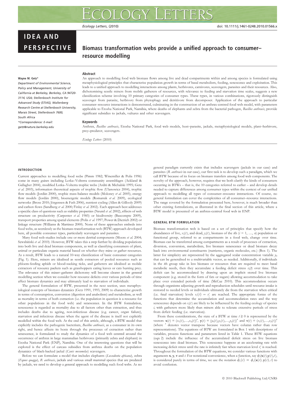 Biomass Transformation Webs Provide a Unified Approach to Consumerresource Modelling