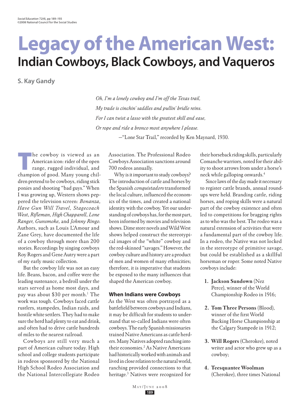 Legacy of the American West: Indian Cowboys, Black Cowboys, and Vaqueros