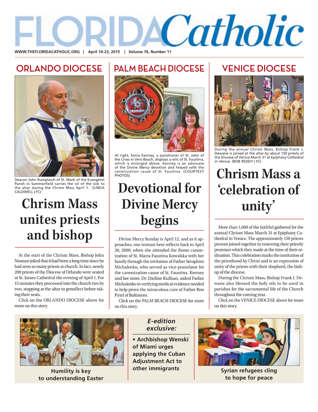 Chrism Mass a Parish in Summerfield Carries the Oil of the Sick to the Altar During the Chrism Mass April 1