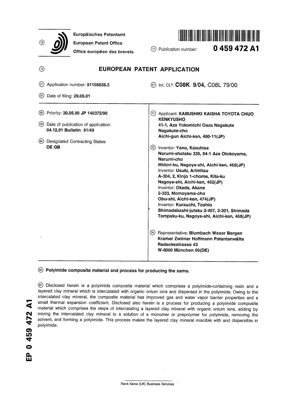 Polyimide Composite Material and Process for Producing the Same