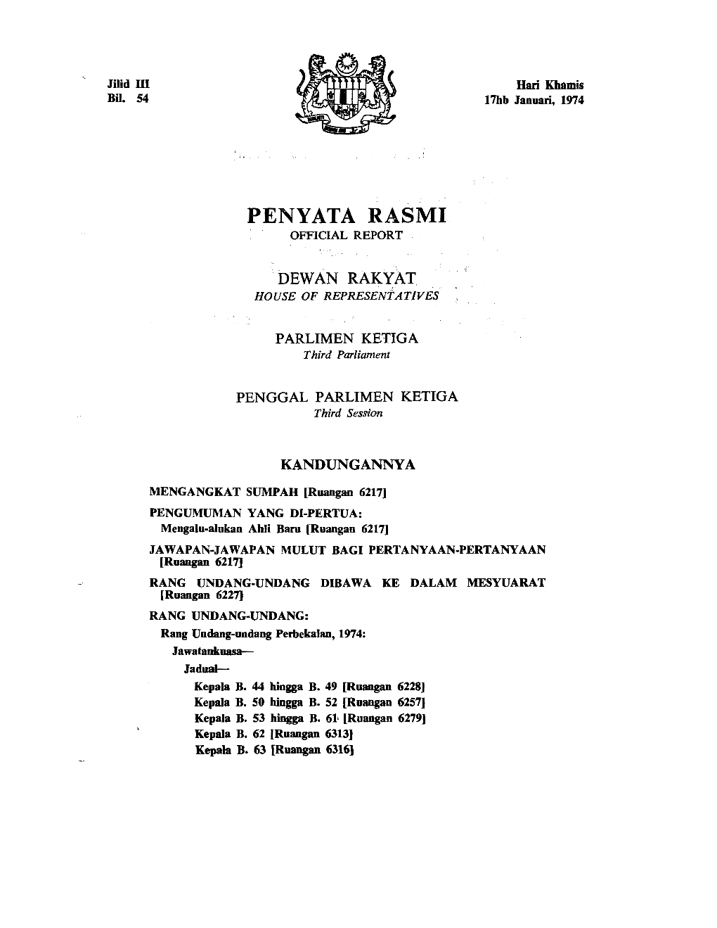 Penyata Rasmi Official Report