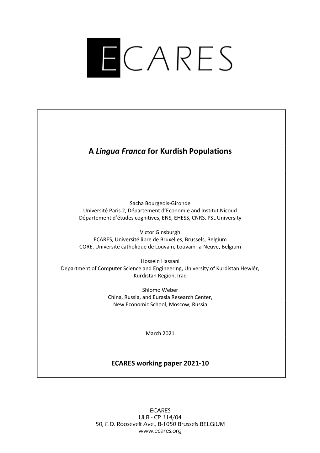 A Lingua Franca for Kurdish Populations