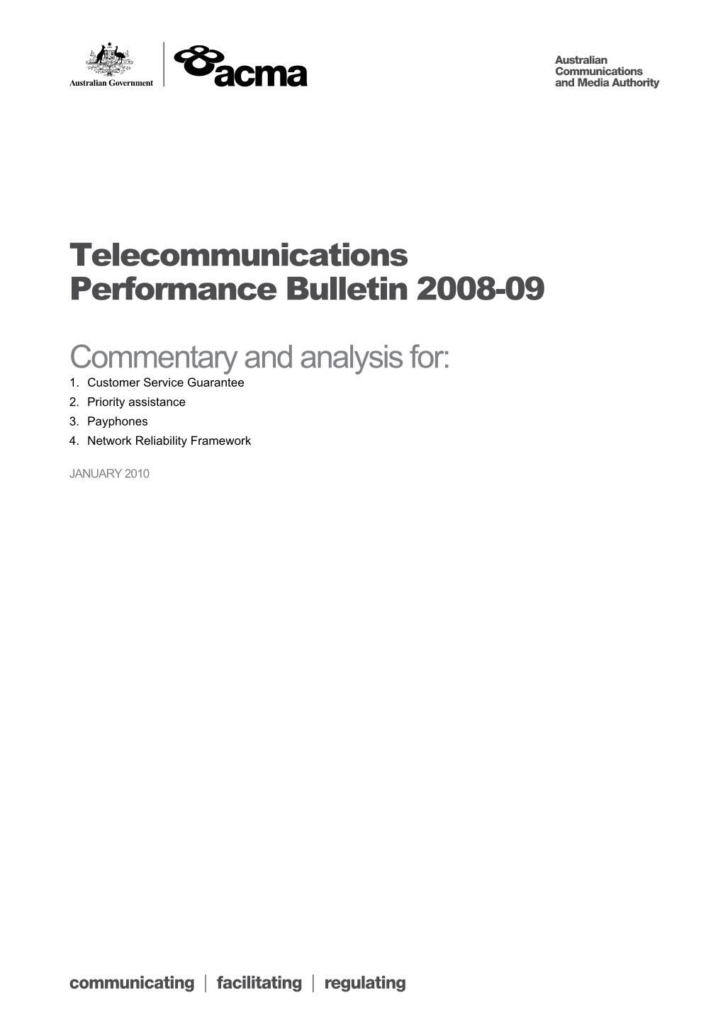 Telecommunications Performance Bulletin 2008-09