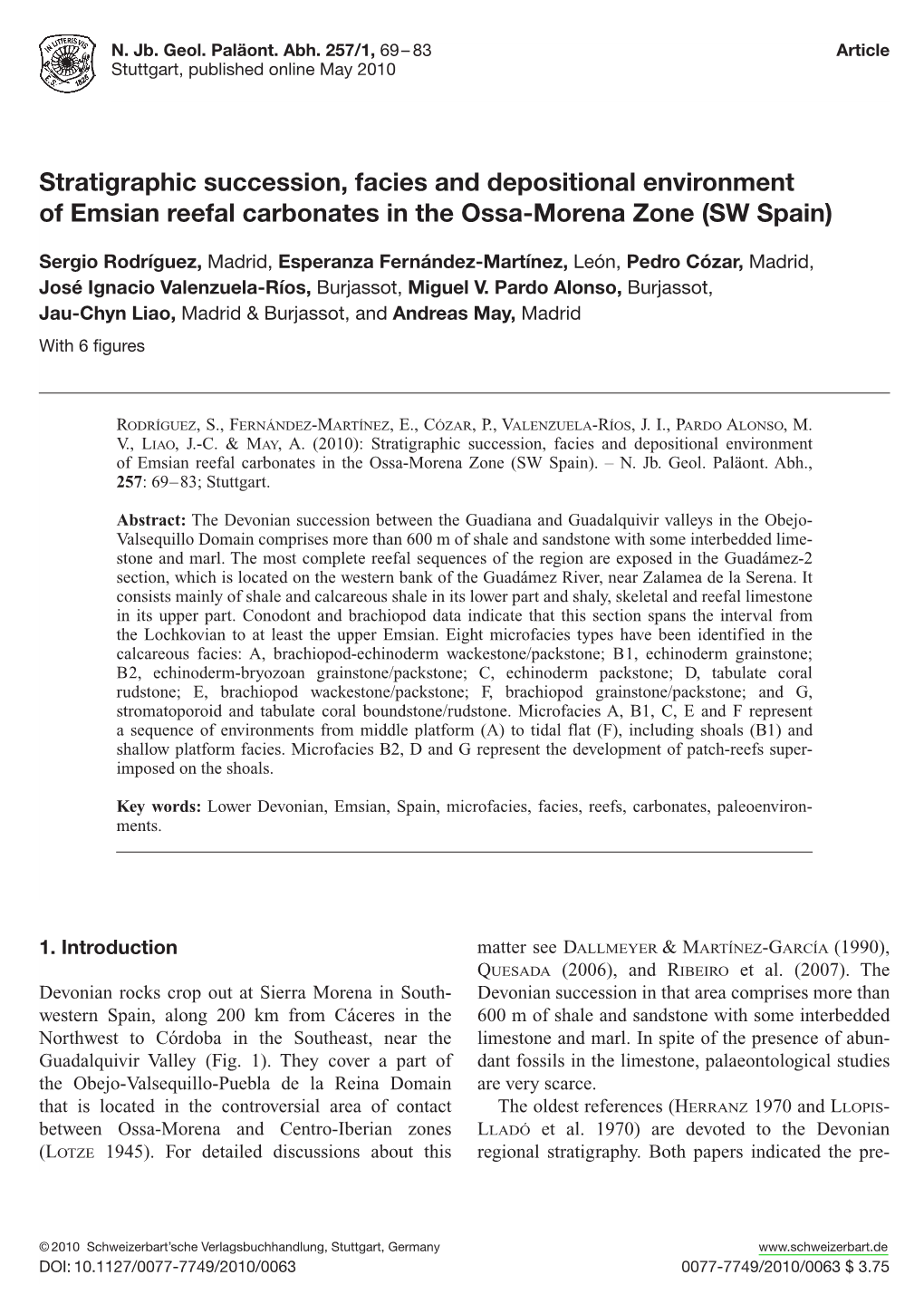 Stratigraphic Succession, Facies and Depositional Environment of Emsian Reefal Carbonates in the Ossa-Morena Zone (SW Spain)