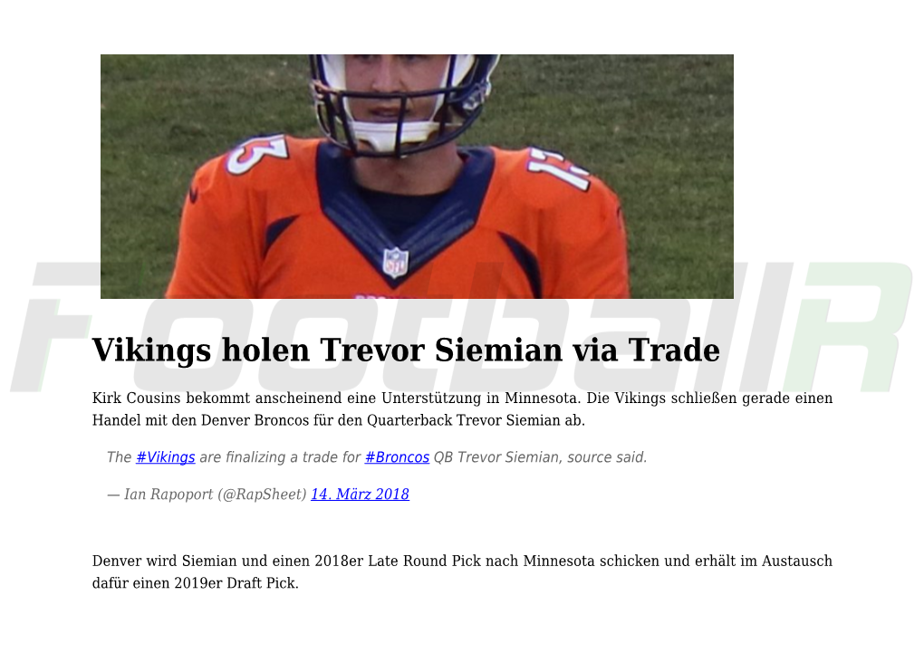 Vikings Holen Trevor Siemian Via Trade,Paxton Lynch