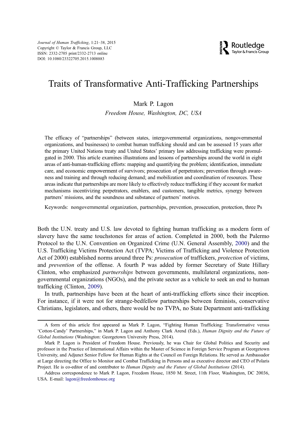 Traits of Transformative Anti-Trafficking Partnerships