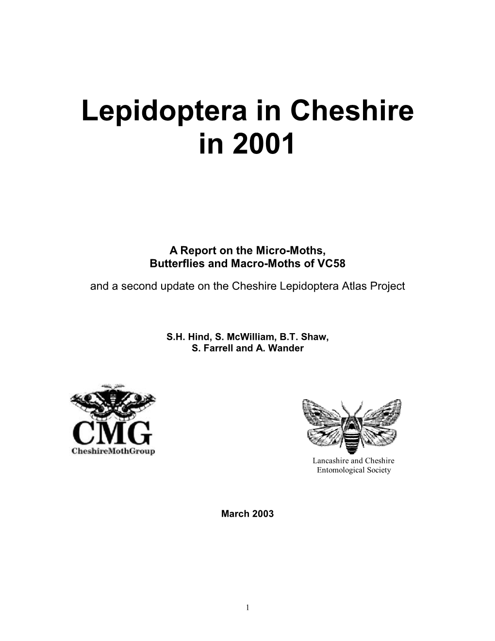 Lepidoptera in Cheshire in 2001