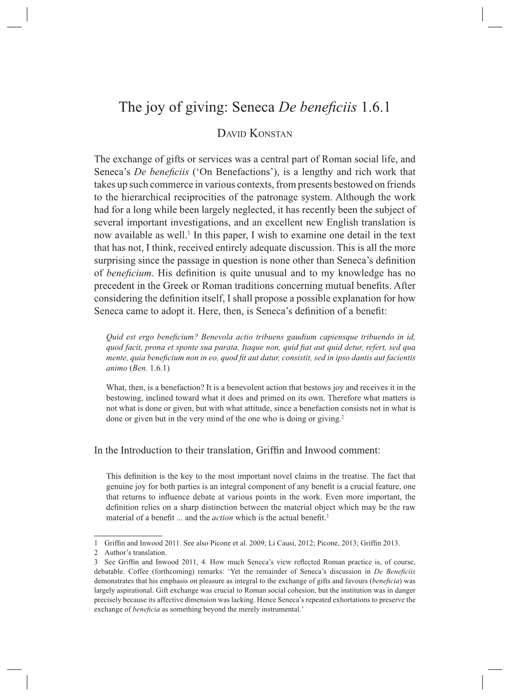 The Joy of Giving: Seneca De Beneficiis 1.6.1