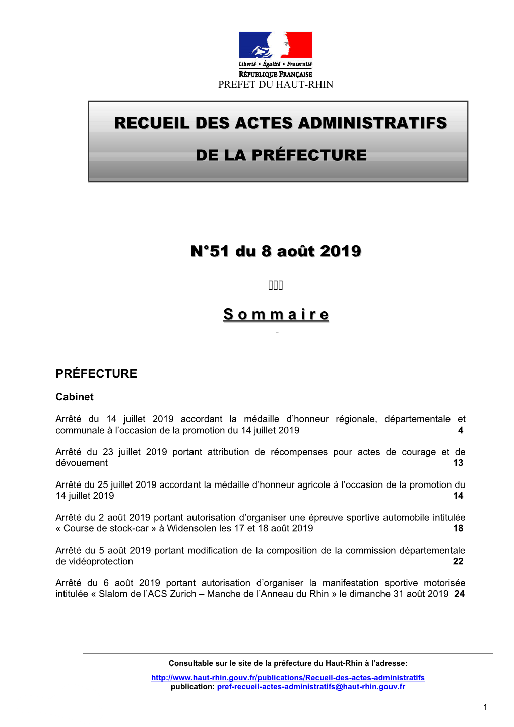 Recueil N°51 Du 8 Août 2019