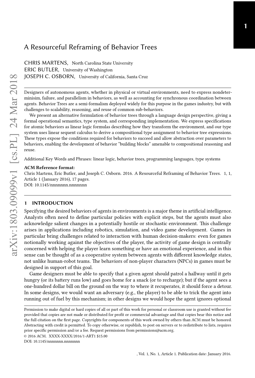 A Resourceful Reframing of Behavior Trees