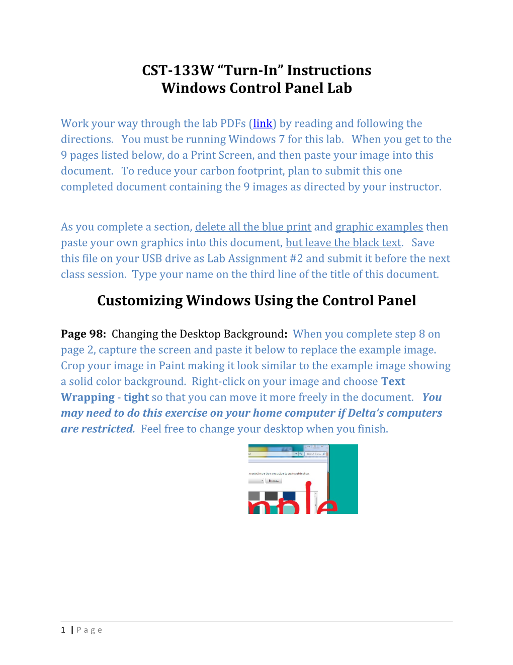 Windows Control Panel Lab