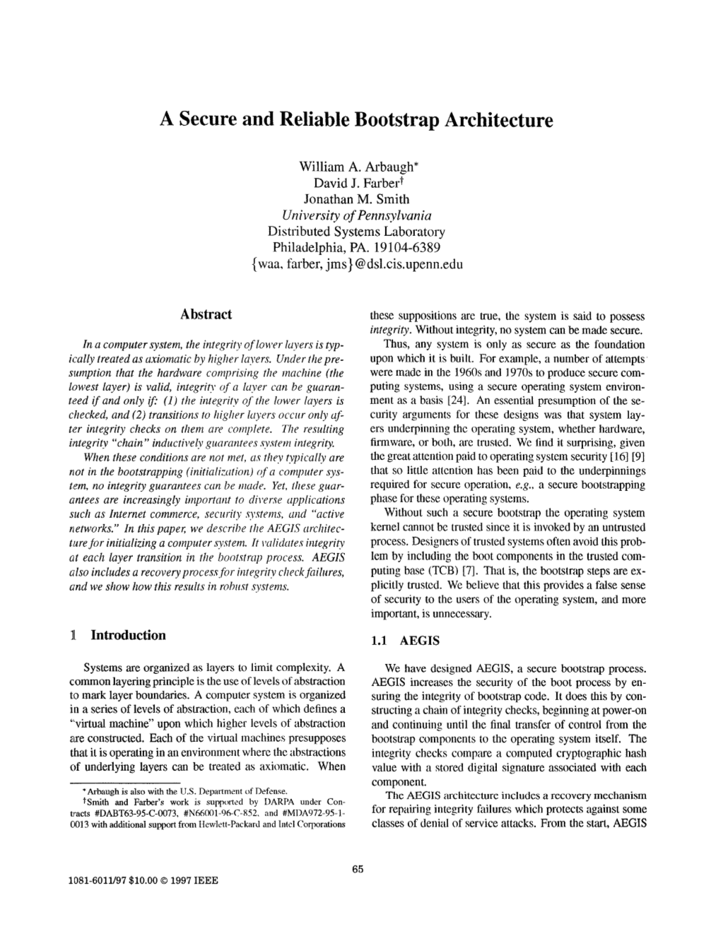 A Secure and Reliable Bootstrap Architecture