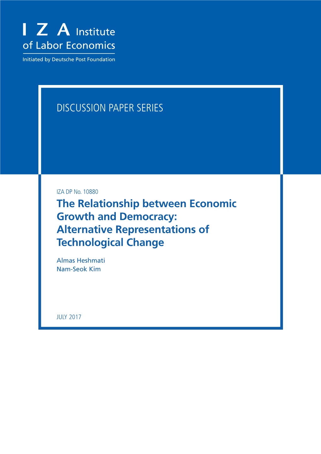 The Relationship Between Economic Growth and Democracy: Alternative Representations of Technological Change