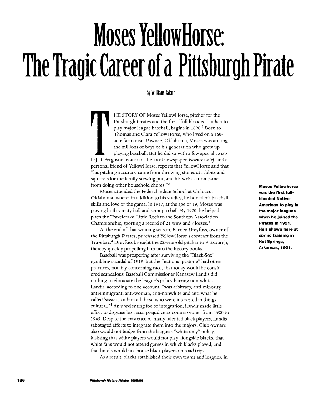 Moses Yellowhorse: the Tragic Career Ofa Pittsburgh Pirate Williamjakub