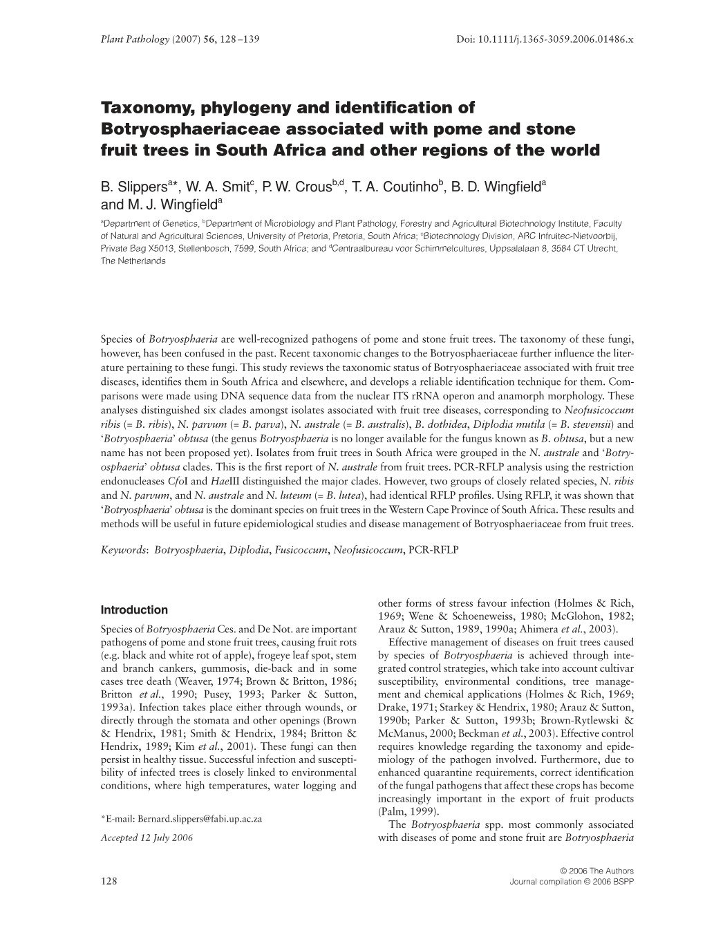 Taxonomy, Phylogeny and Identification Of