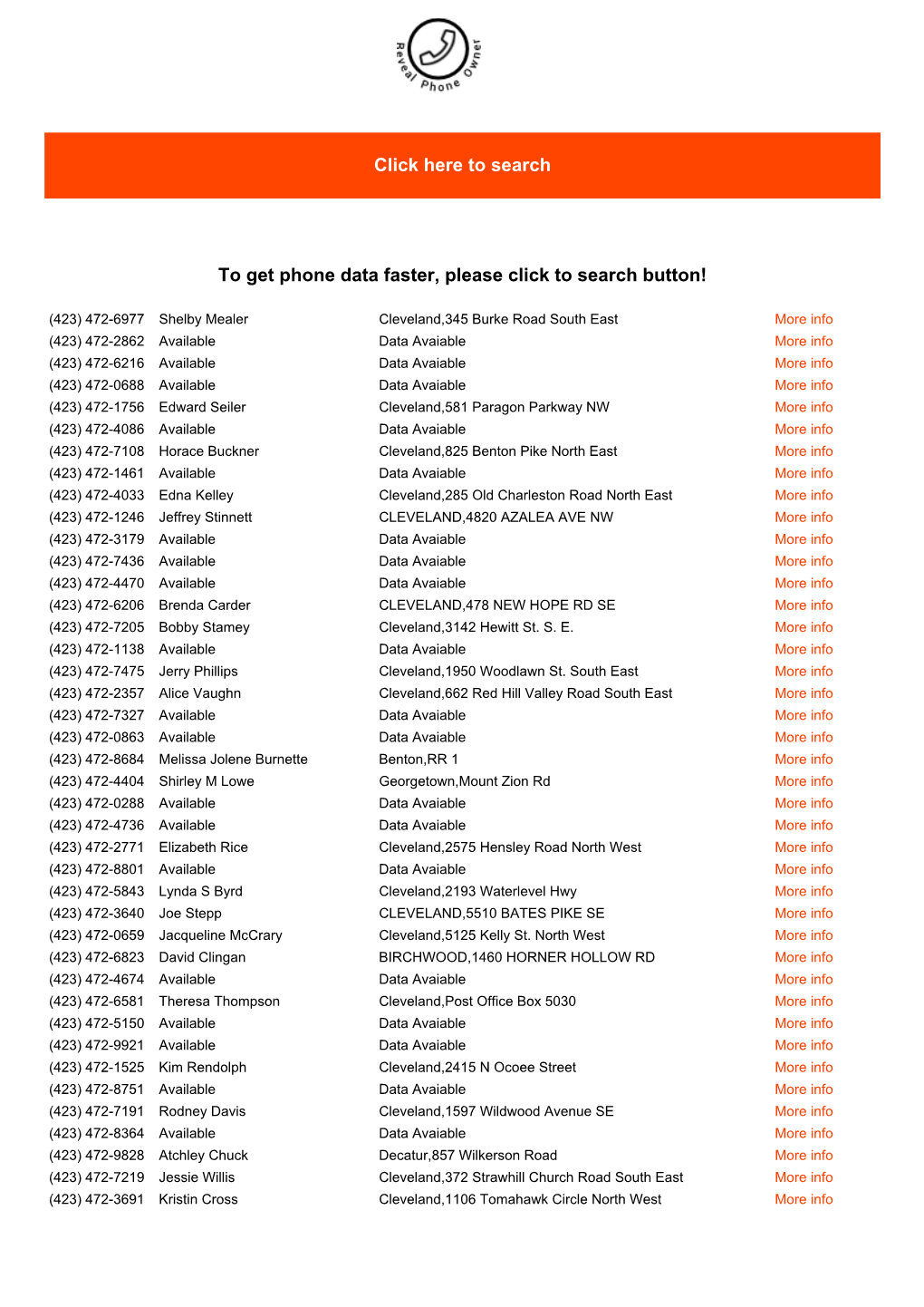 Click Here to Search to Get Phone Data Faster, Please Click to Search