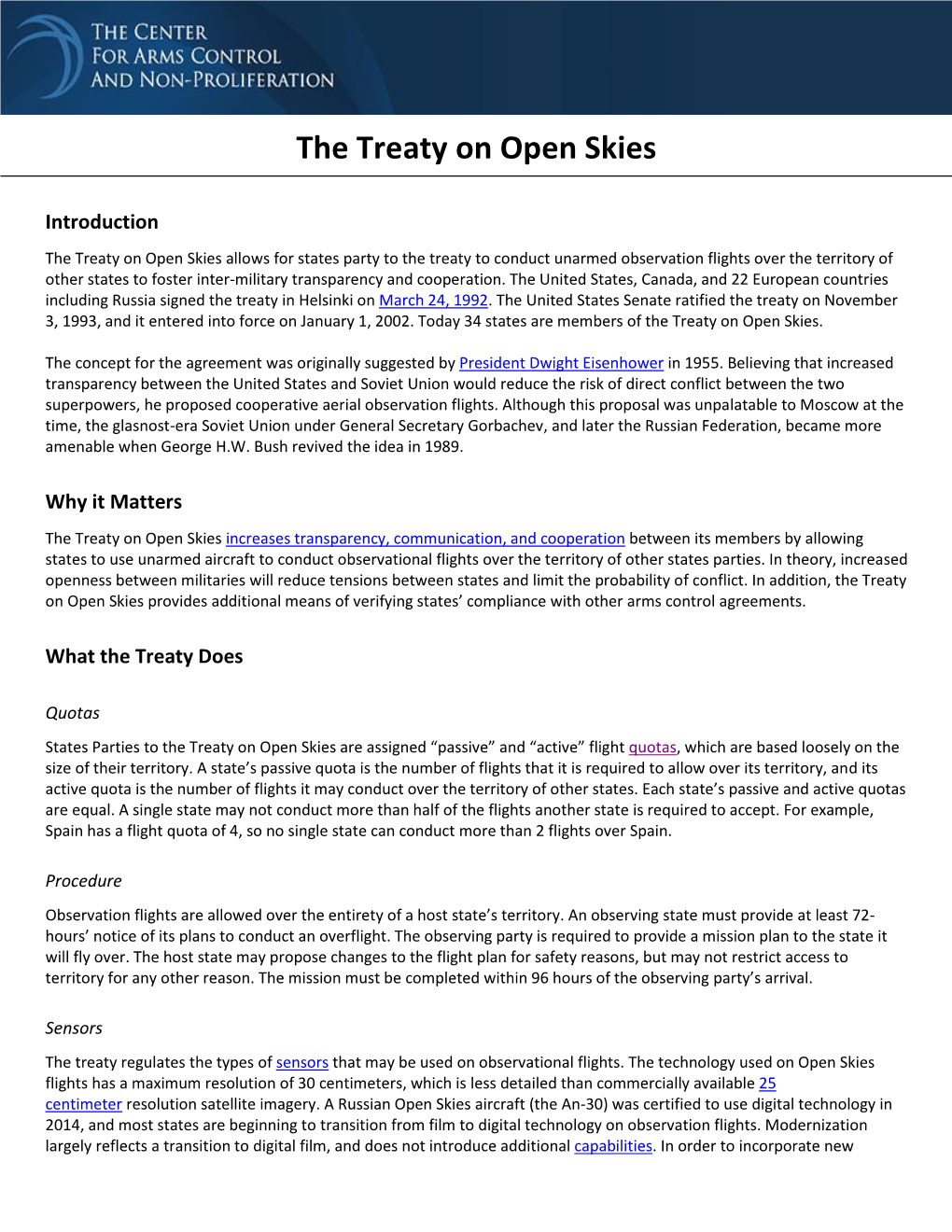 The Treaty on Open Skies