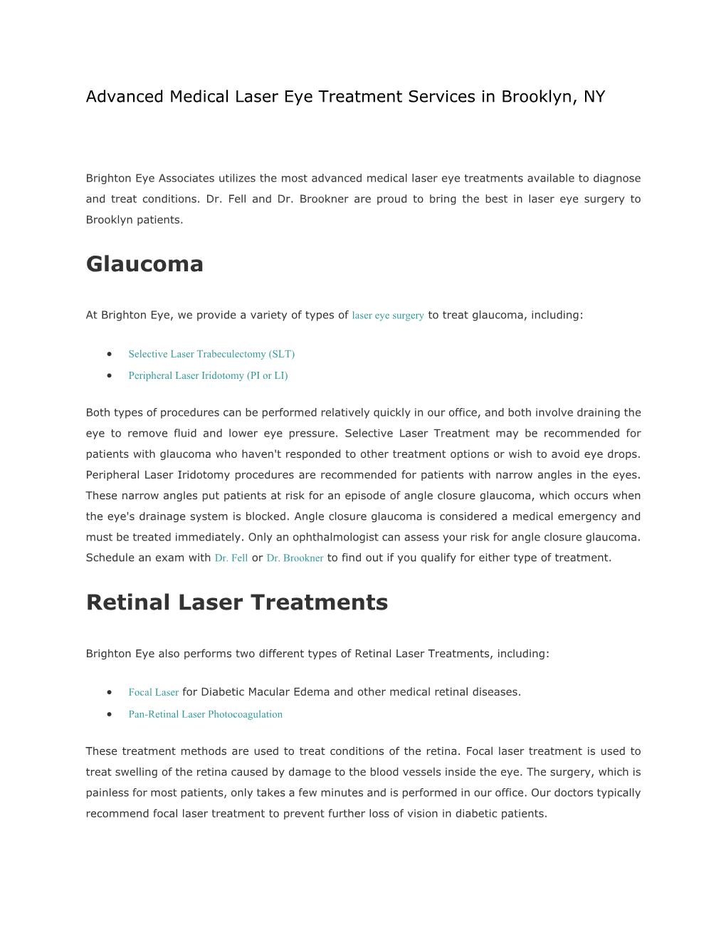 Glaucoma Retinal Laser Treatments