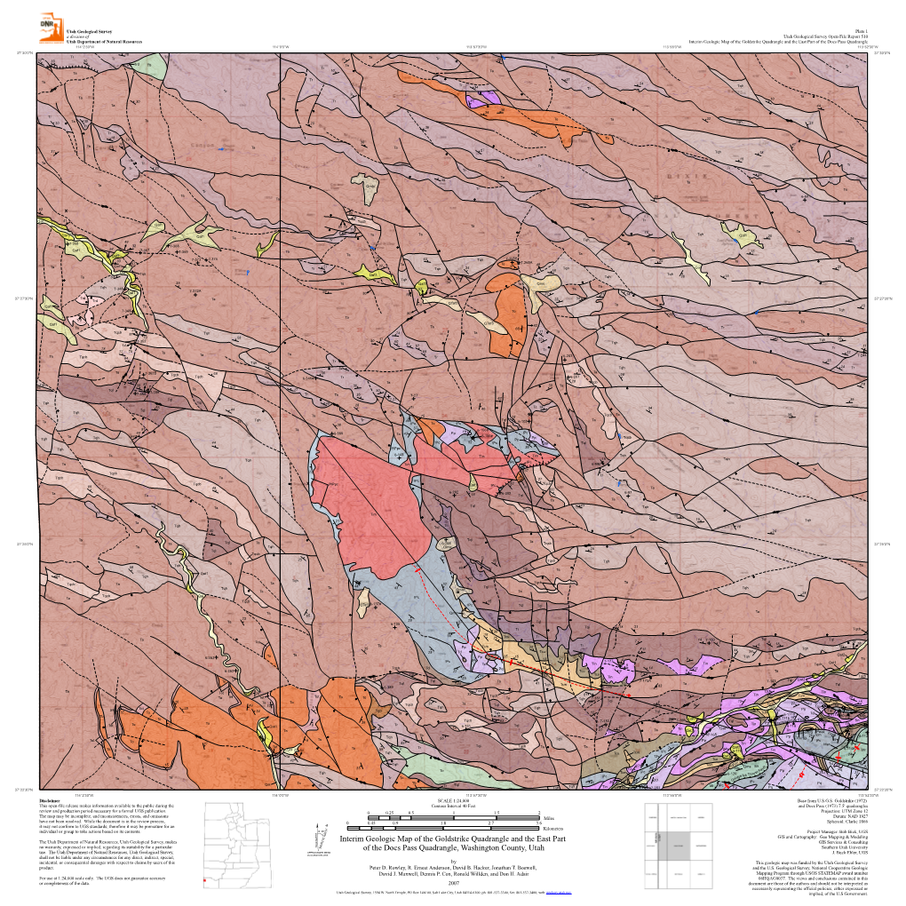 Interim Geologic Map of the Goldstrike Quadrangle and the East Part Of