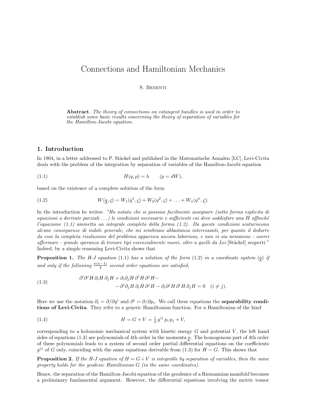Connections and Hamiltonian Mechanics