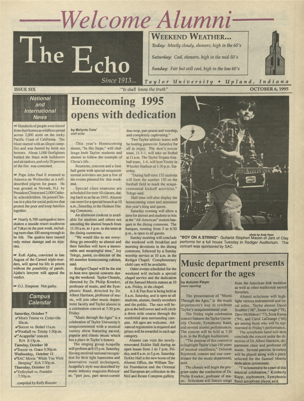 Homecoming 1995 Opens with Dedication
