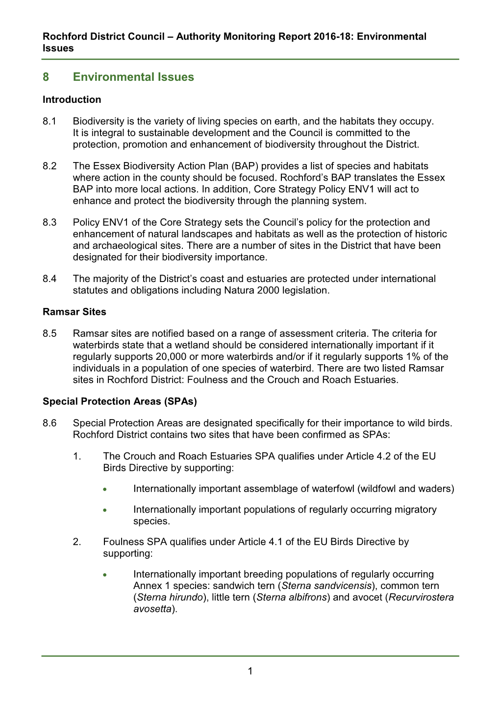 Authority Monitoring Report 2016-18: Environmental Issues 1