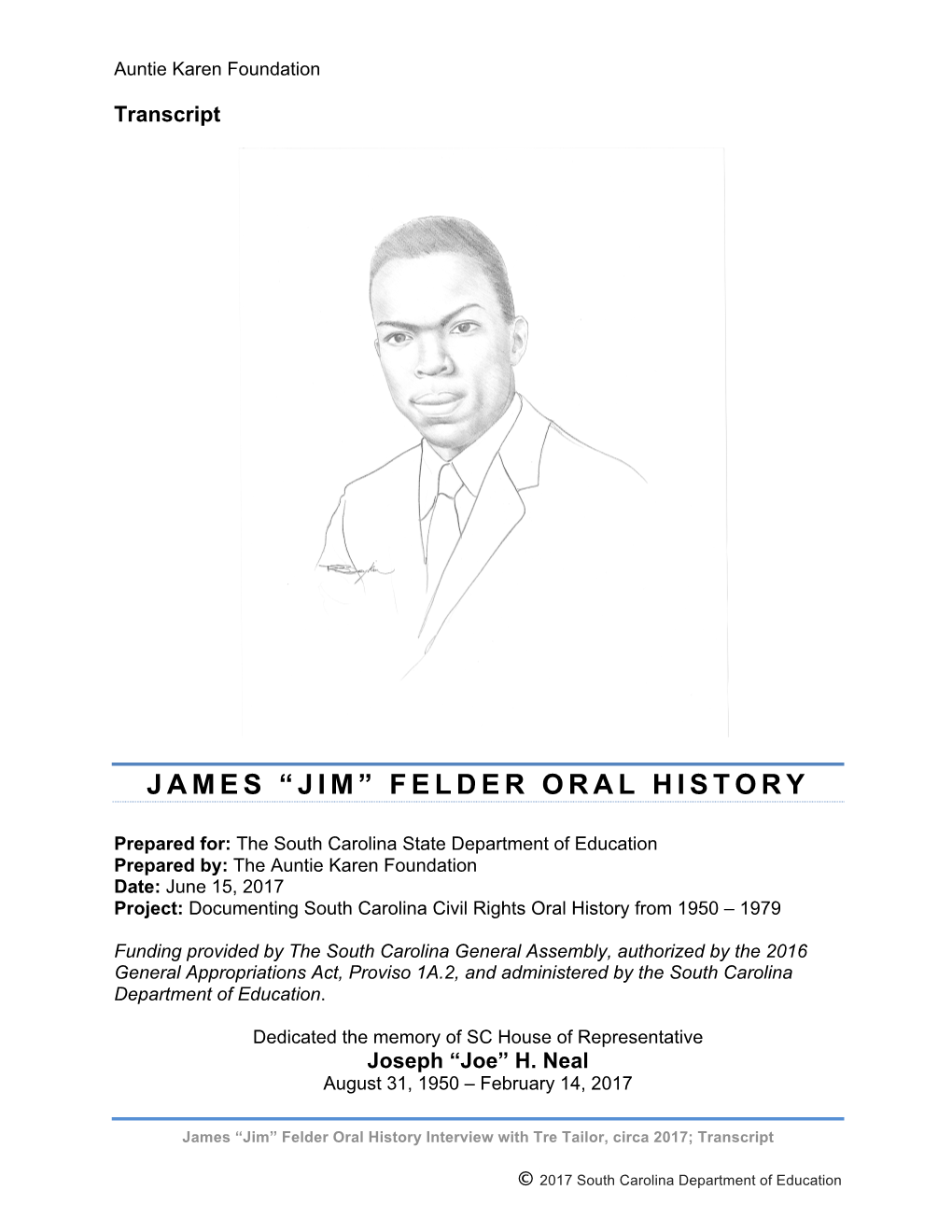 James “Jim” Felder Oral History