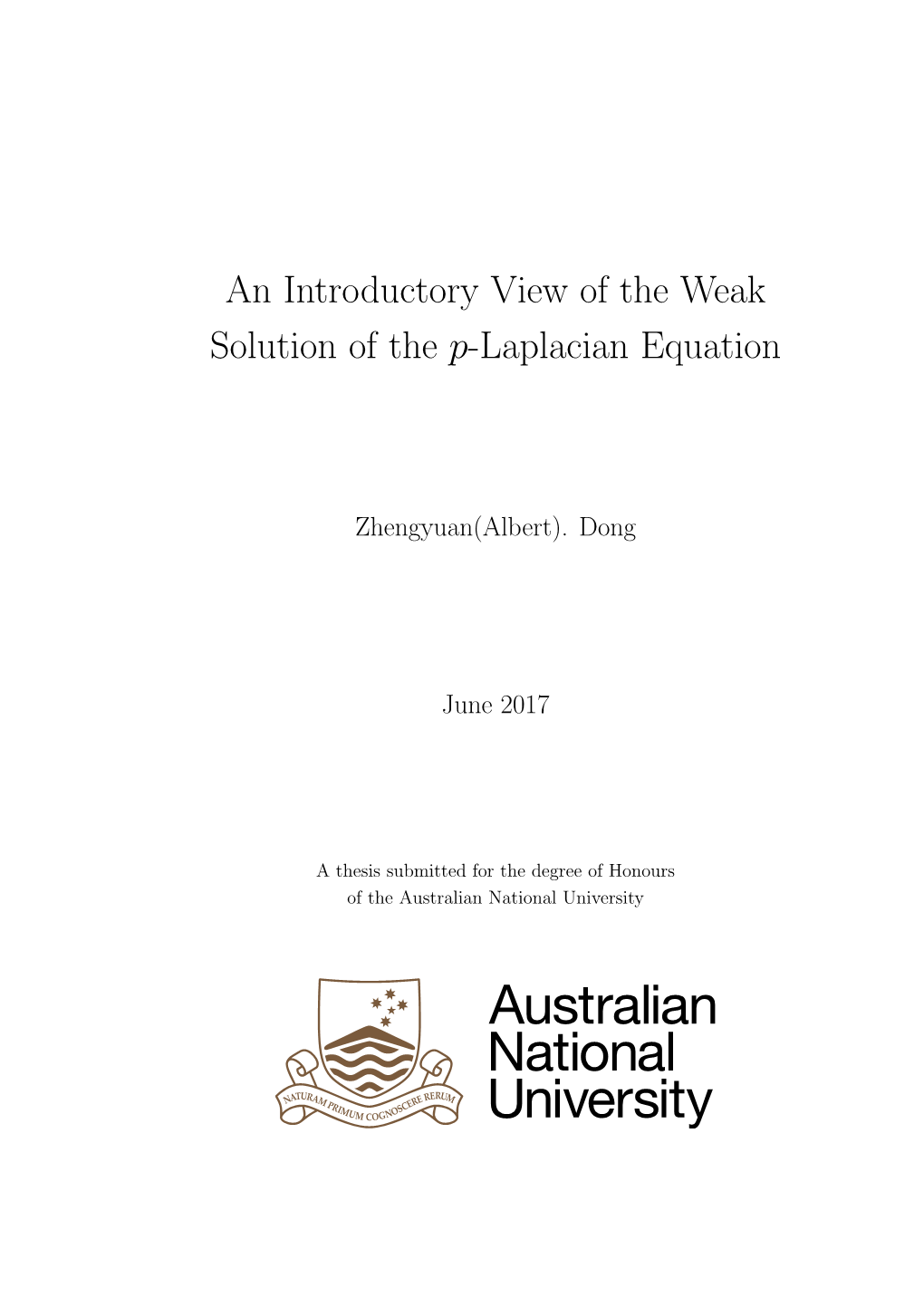 An Introductory View of the Weak Solution of the P-Laplacian Equation