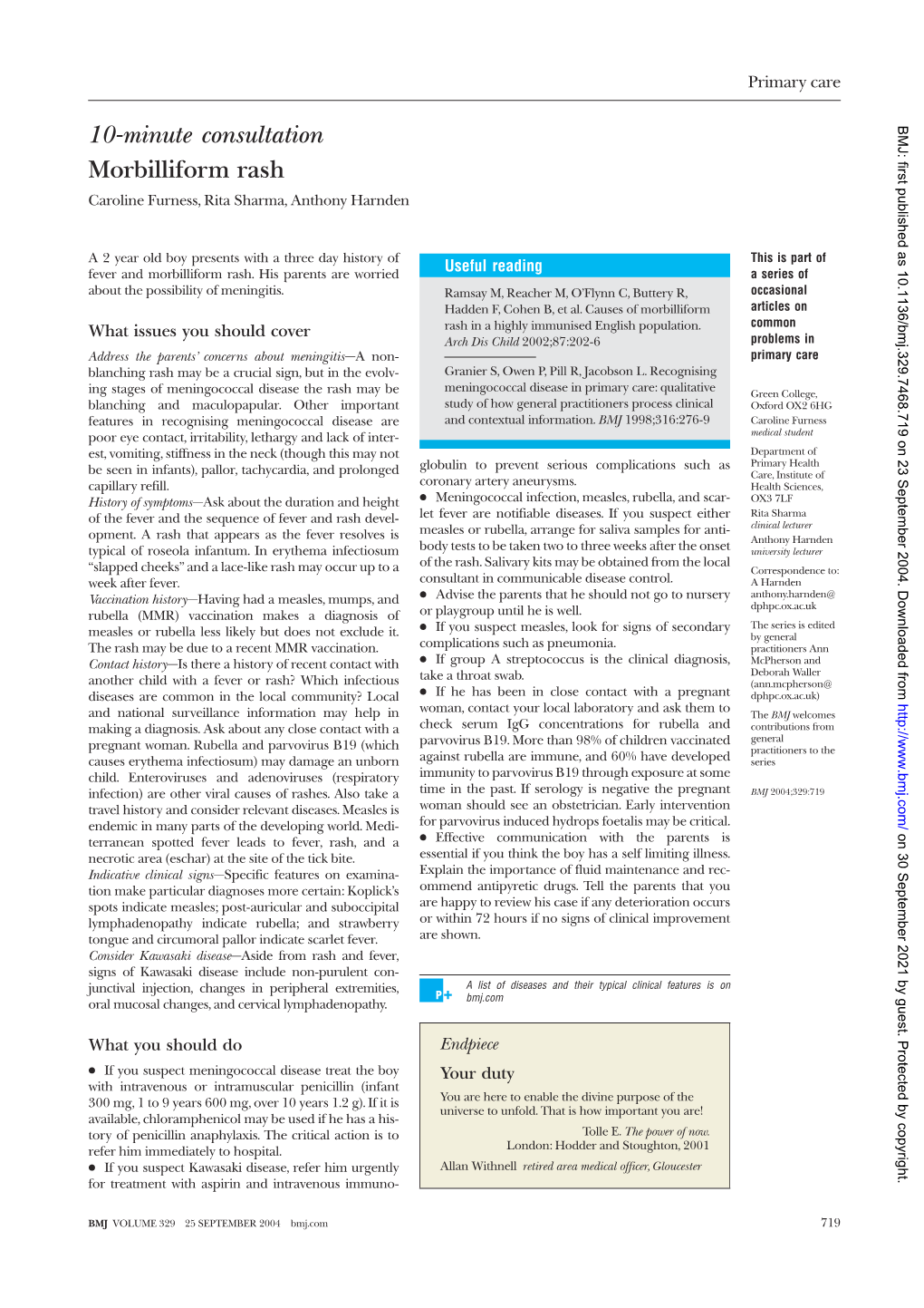 10-Minute Consultation Morbilliform Rash