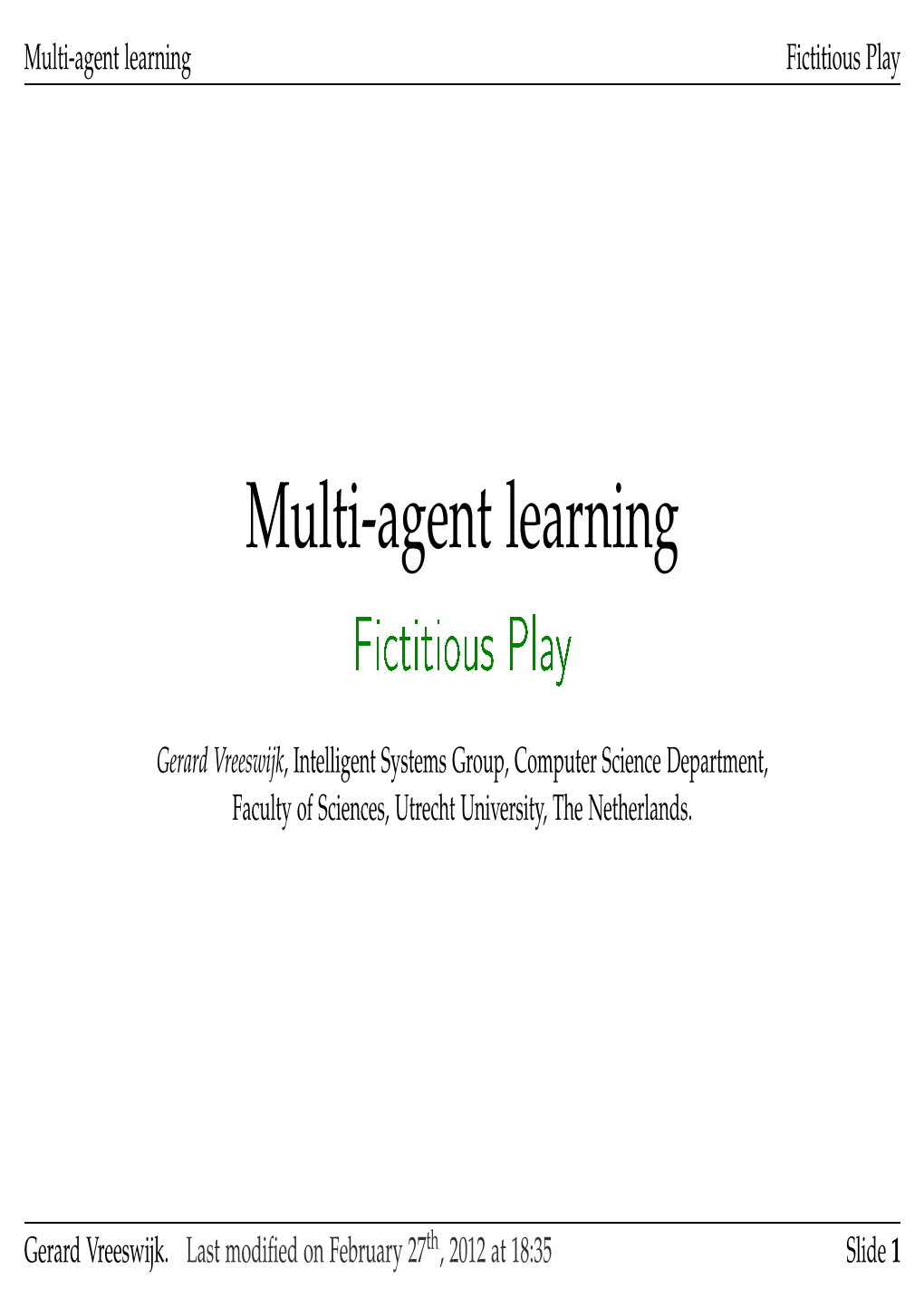 Fictitious Play