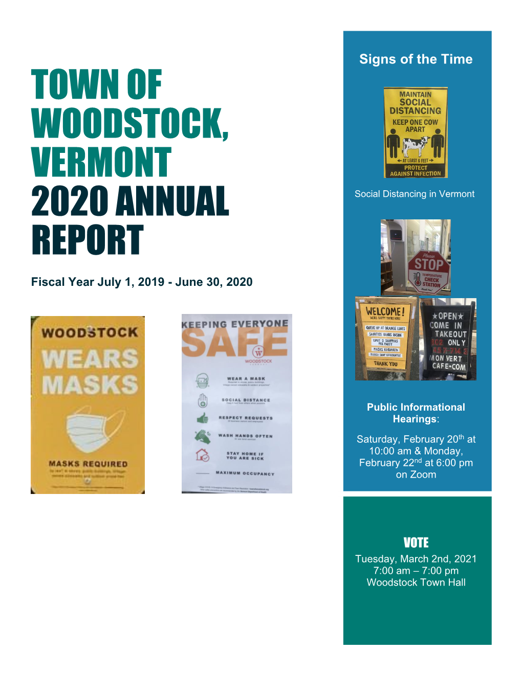 Town of Woodstock, Vermont 2020 Annual Report