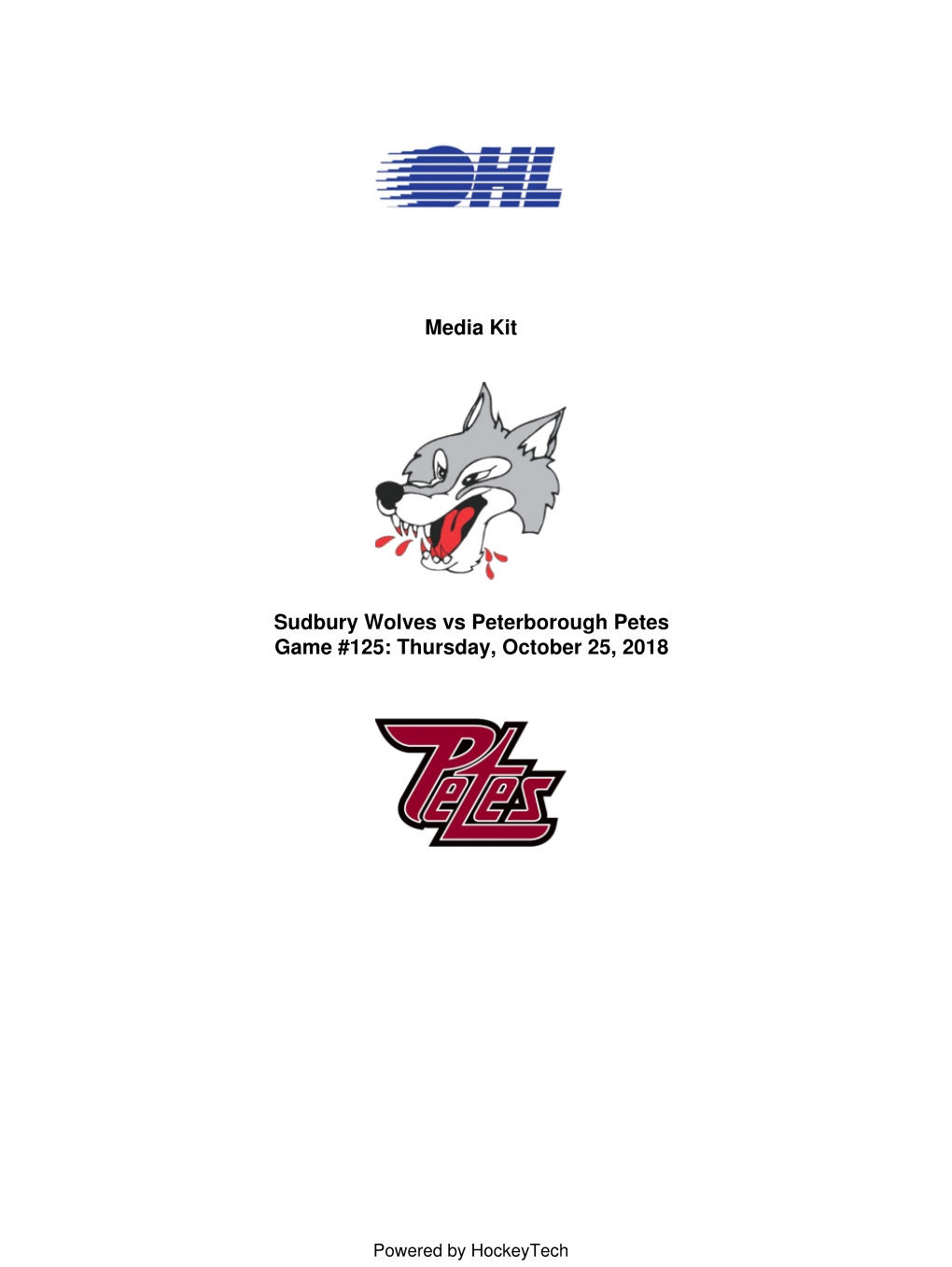 Media Kit Sudbury Wolves Vs Peterborough Petes Game #125