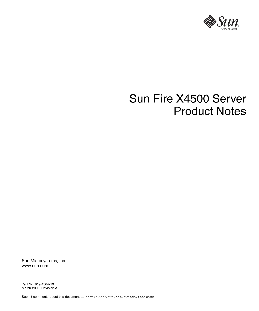 Sun Fire X4500 Server Product Notes