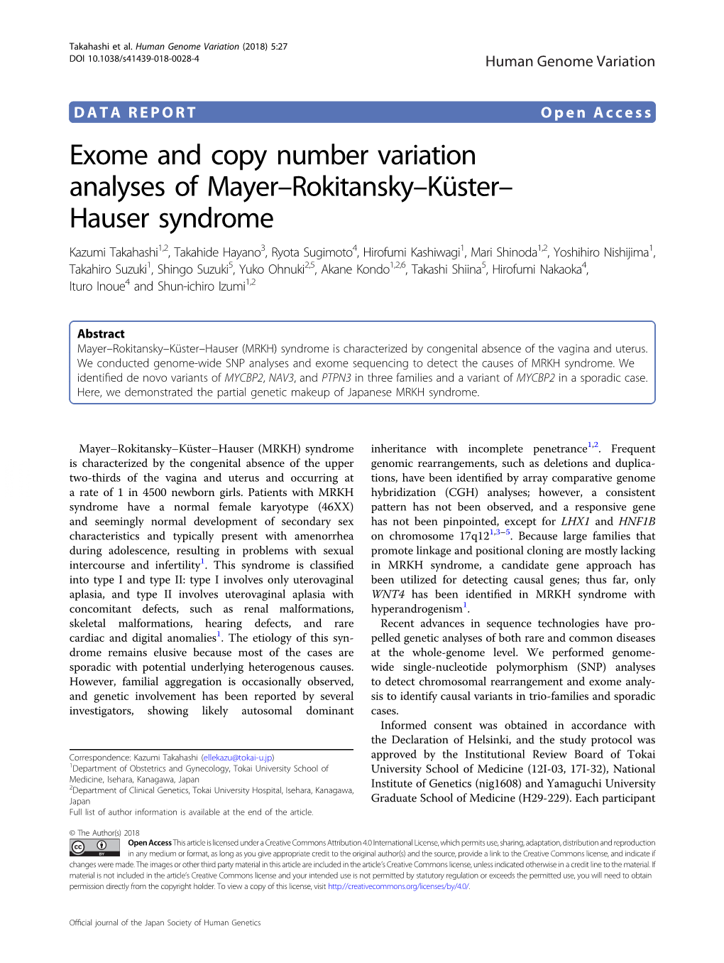 Exome and Copy Number Variation Analyses of Mayerâ