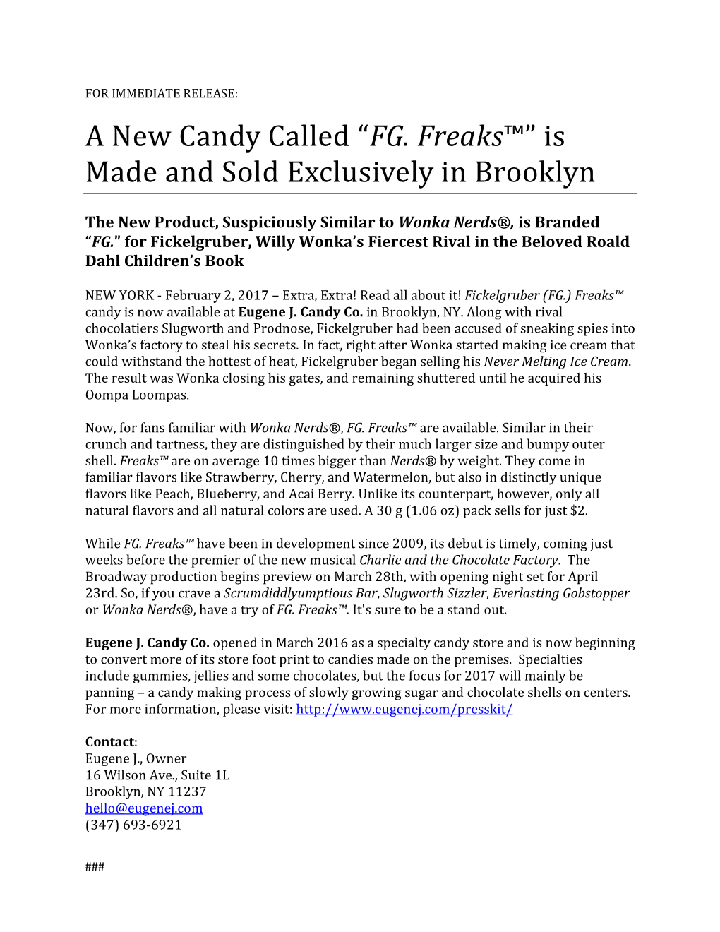 FG. Freaks™” Is Made and Sold Exclusively in Brooklyn