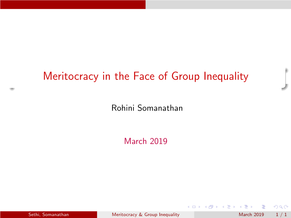 Meritocracy in the Face of Group Inequality