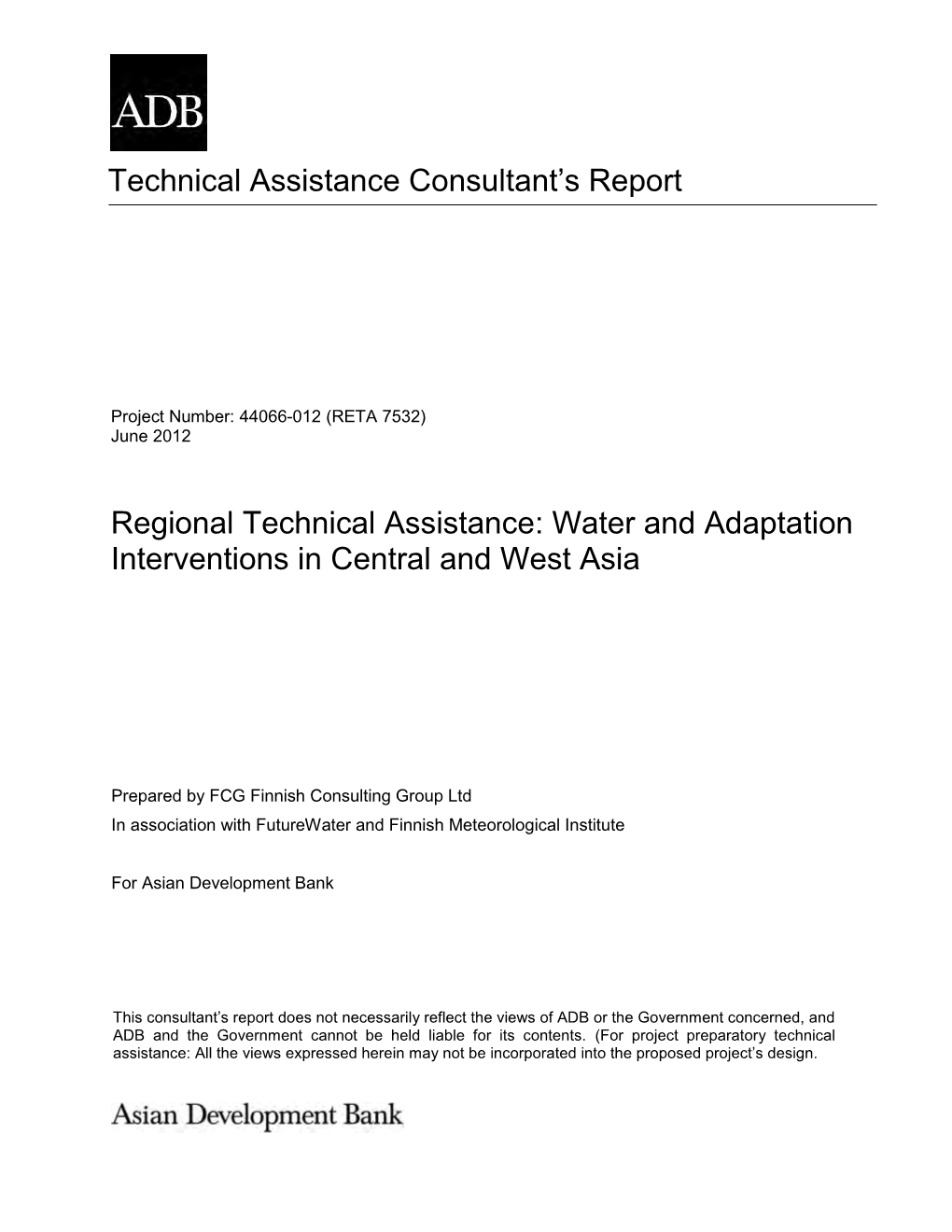 Water and Adaptation Interventions in Central and West Asia