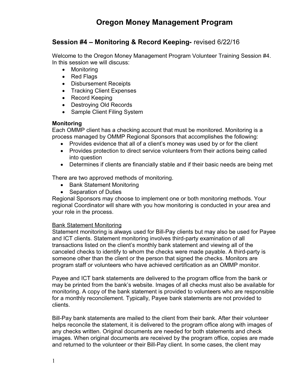 Session 4 - Monitoring Record Keeping