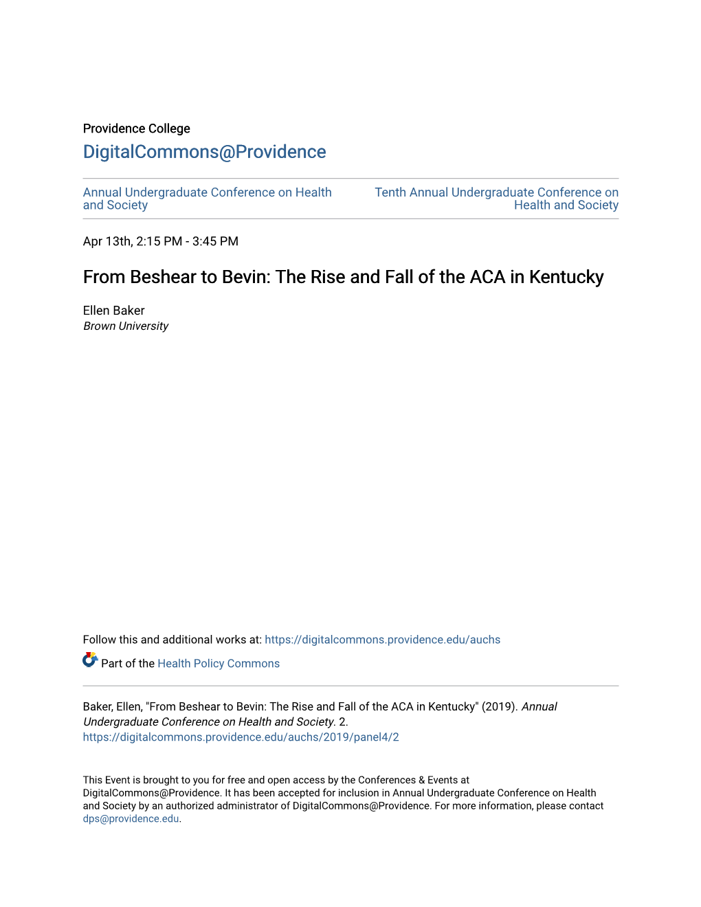 From Beshear to Bevin: the Rise and Fall of the ACA in Kentucky