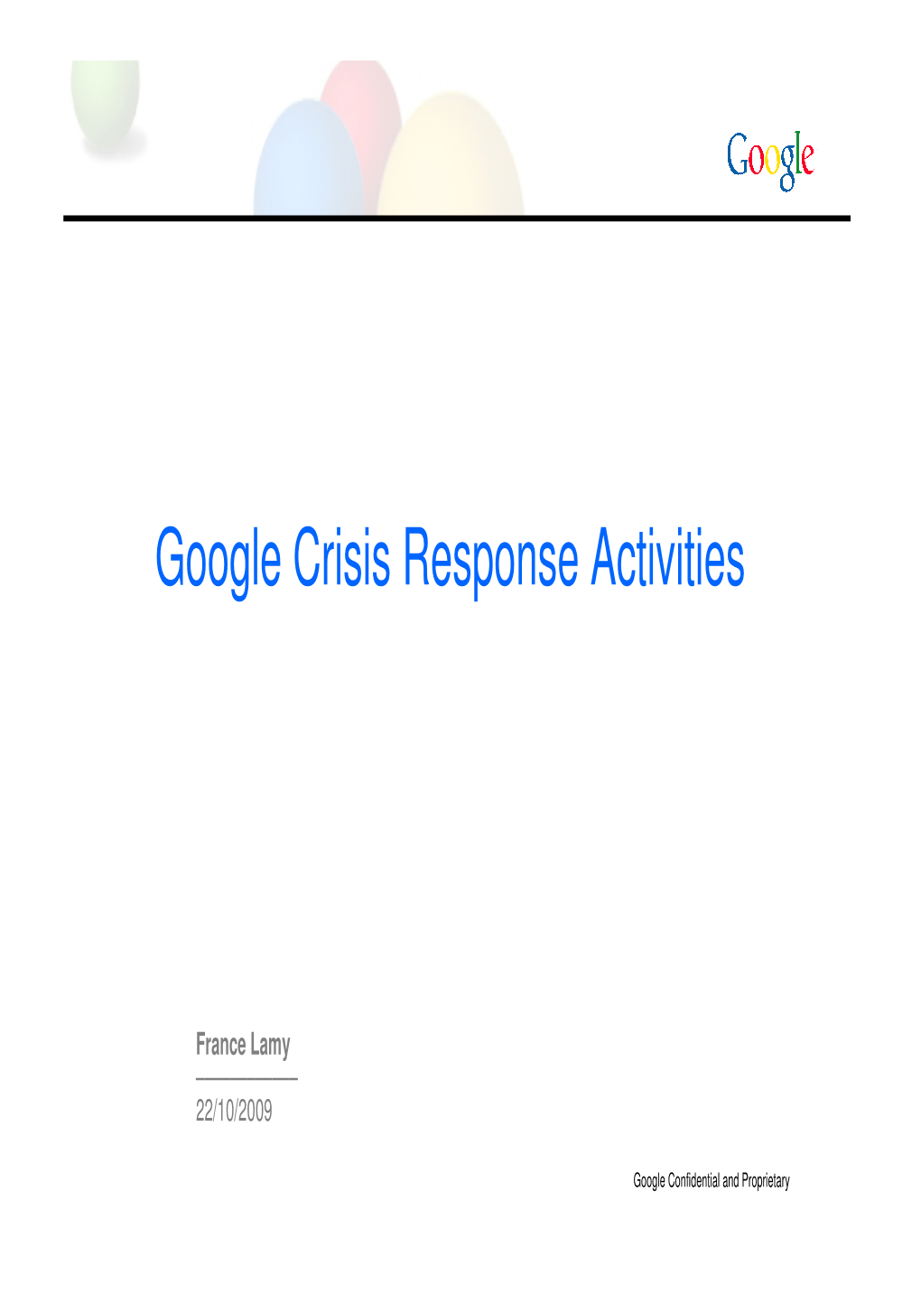 Google Crisis Response Activities