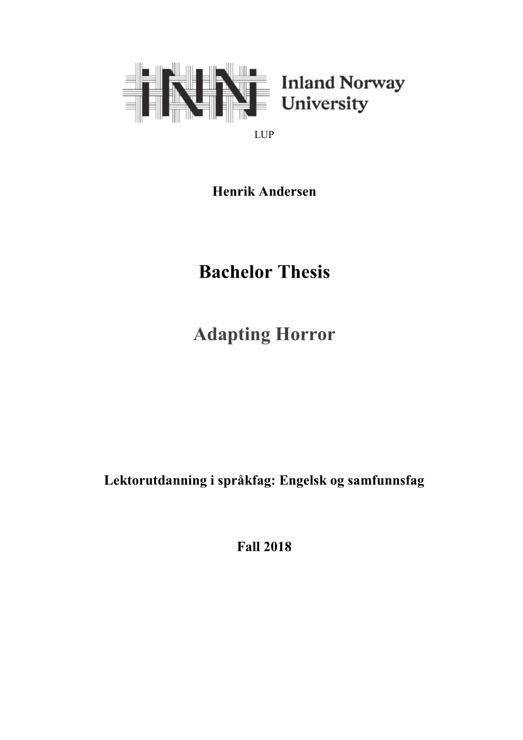 Bachelor Thesis Adapting Horror