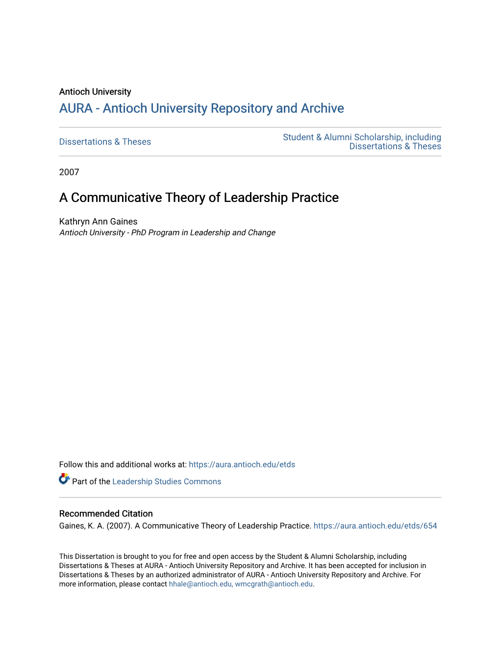 A Communicative Theory of Leadership Practice