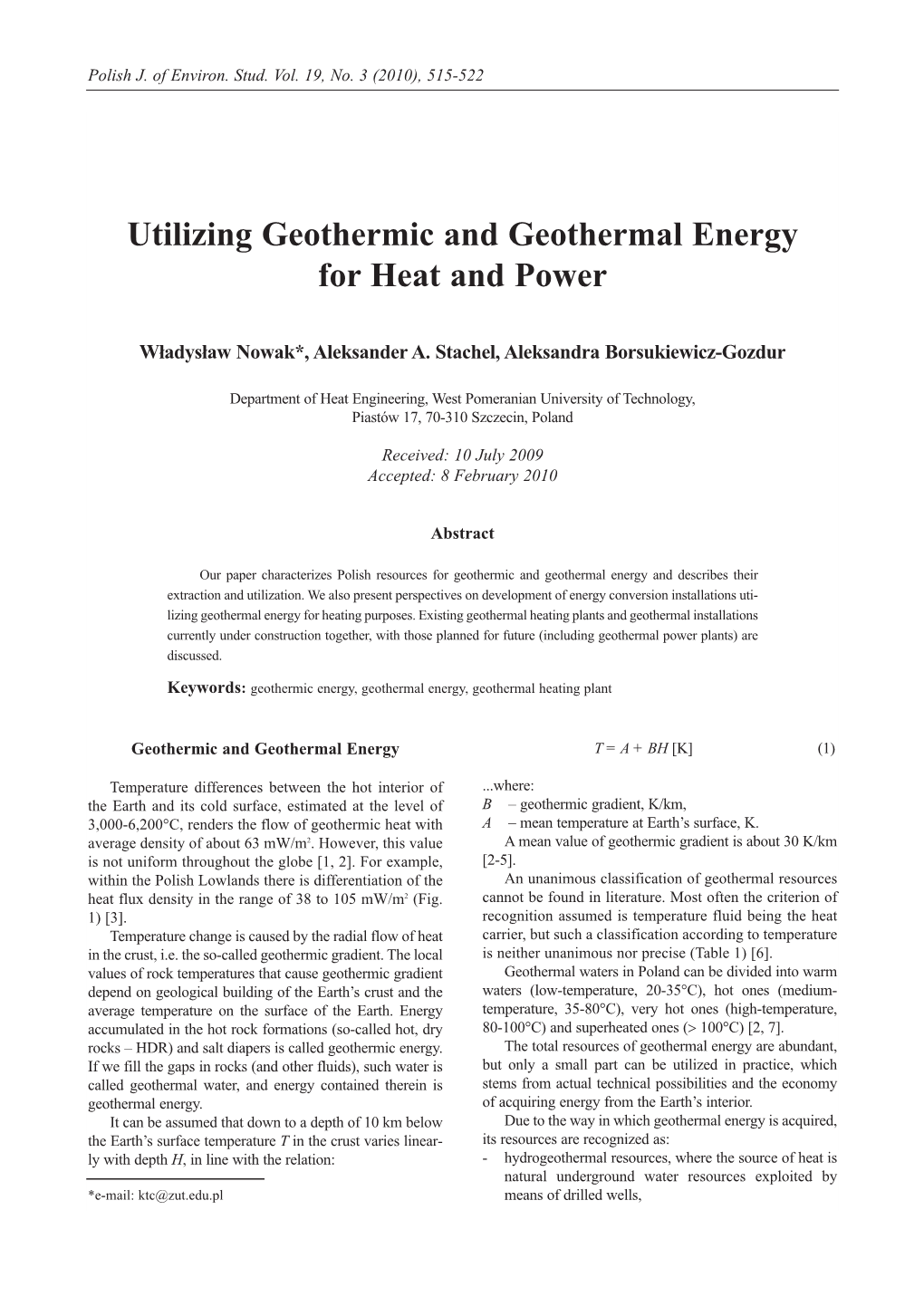 Utilizing Geothermic and Geothermal Energy for Heat and Power