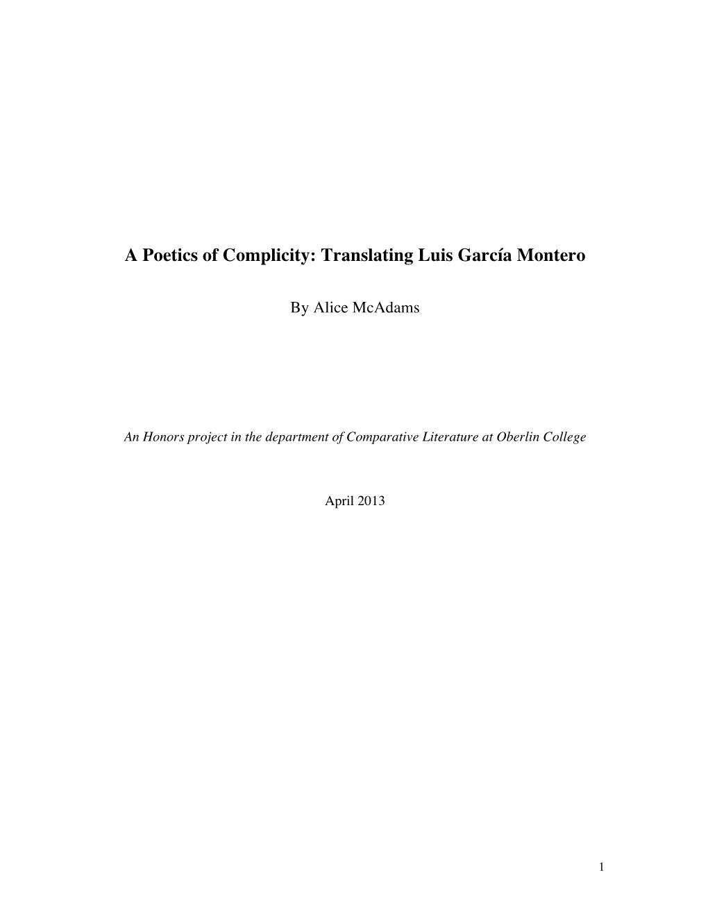 A Poetics of Complicity: Translating Luis García Montero