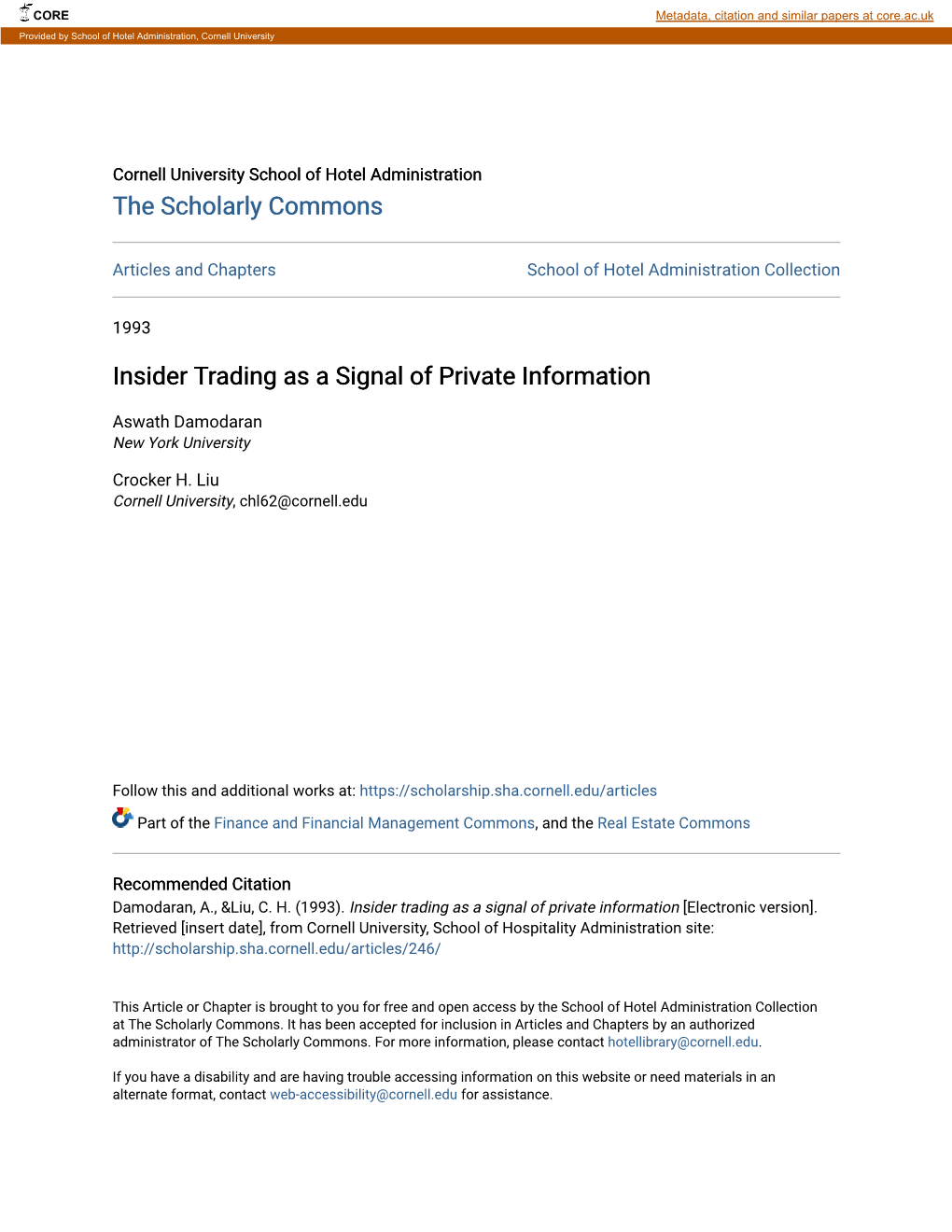 Insider Trading As a Signal of Private Information
