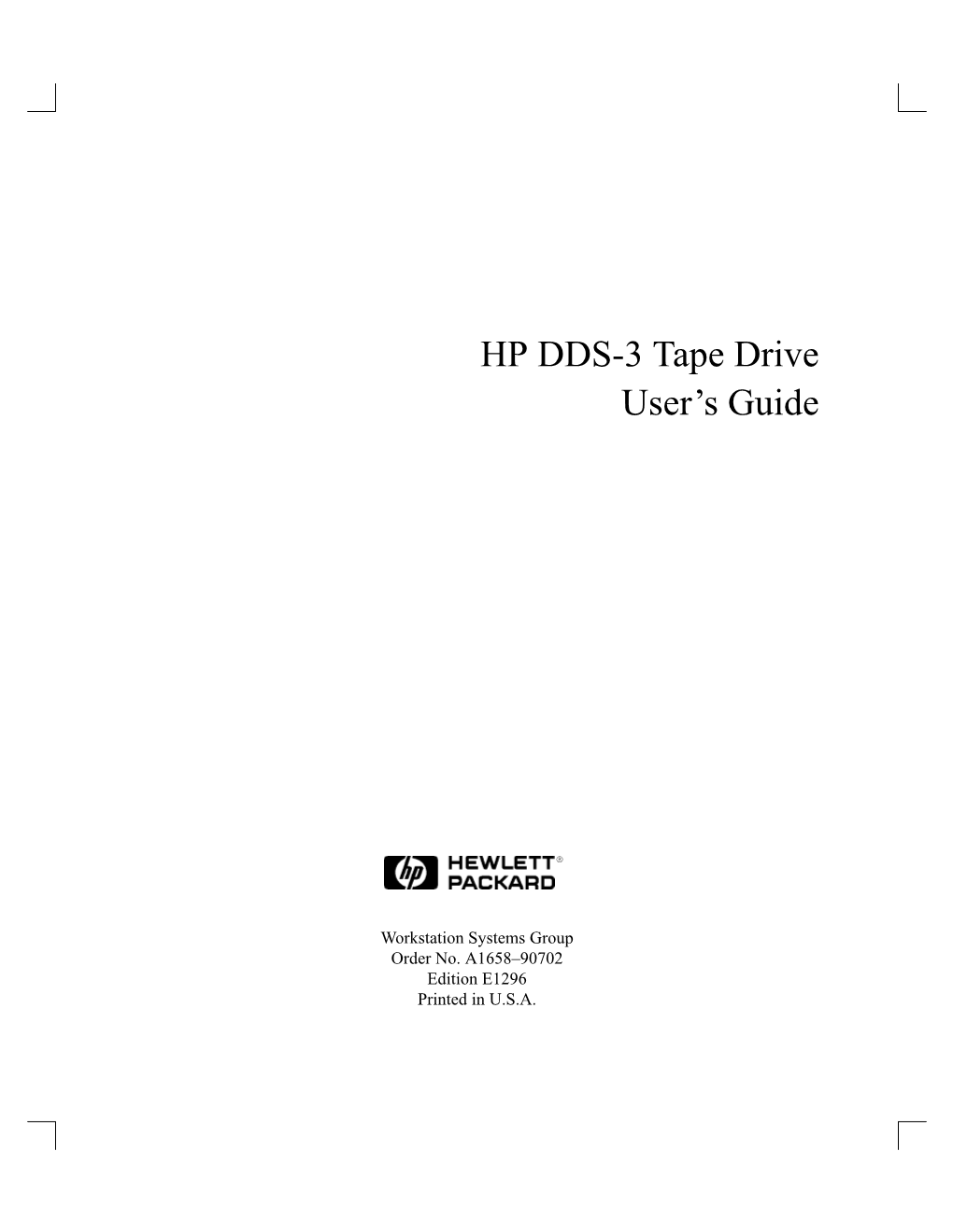 HP DDS-3 Tape Drive User's Guide