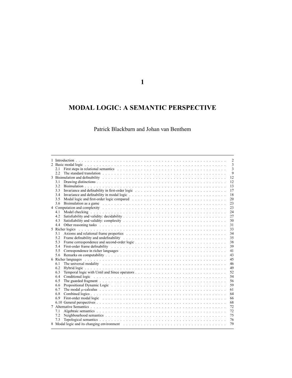 1 Modal Logic: a Semantic Perspective